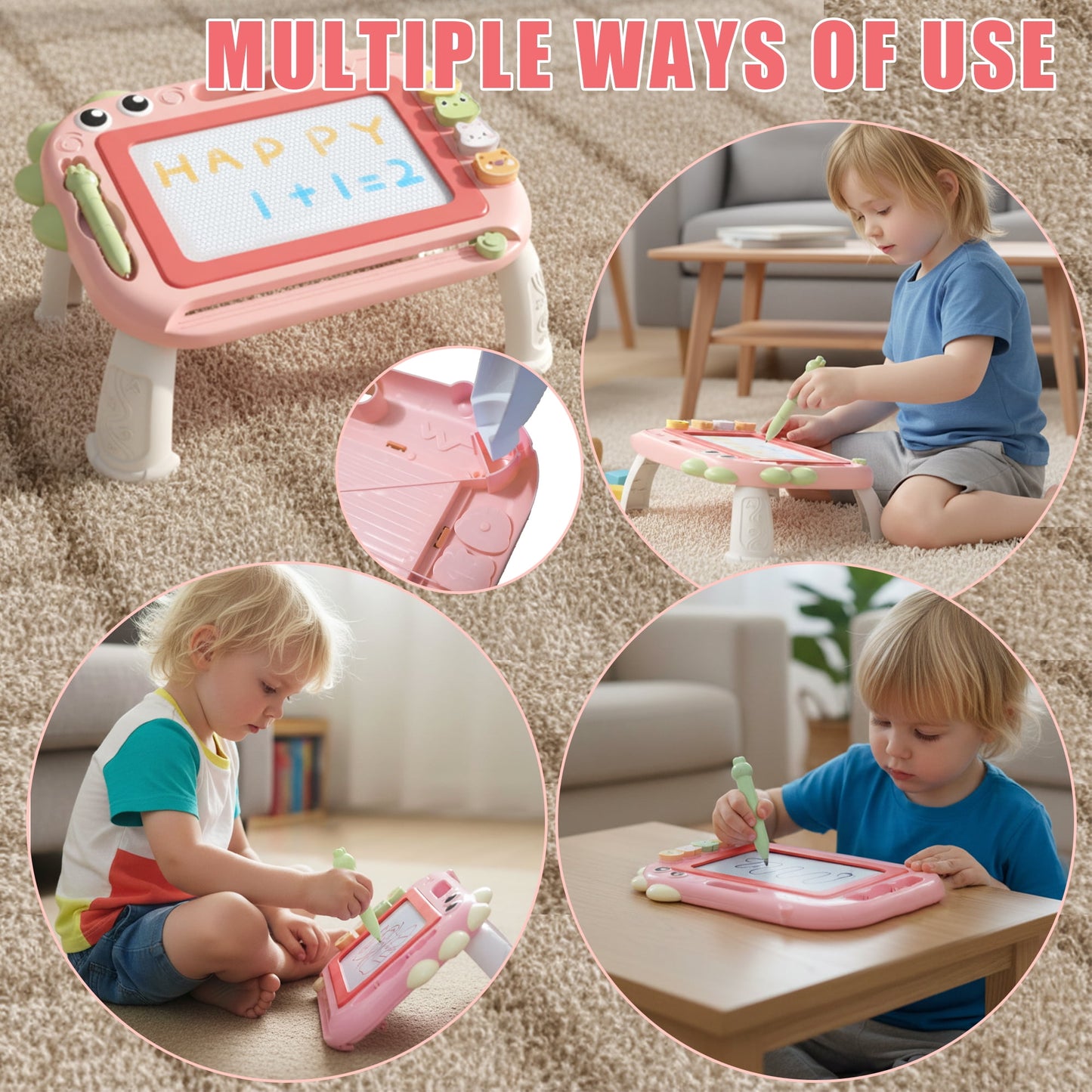 Flynow Magnetic Drawing Board, Sketch Doodle Board Pad Toy, Educational Learning Toys for Toddlers 1-3, Portable Toys for Baby Kids Boys Girls 1 2 3 Year Old Birthday Gift