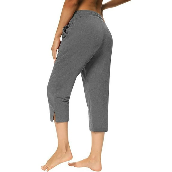 WQD Women’s Capri Sweatpants Yoga Pants Loose Workout Joggers High Waist Drawstring Flare Leggings Lounge Pajama Capris Pants with Pockets for Summer (Available in Plus Size)