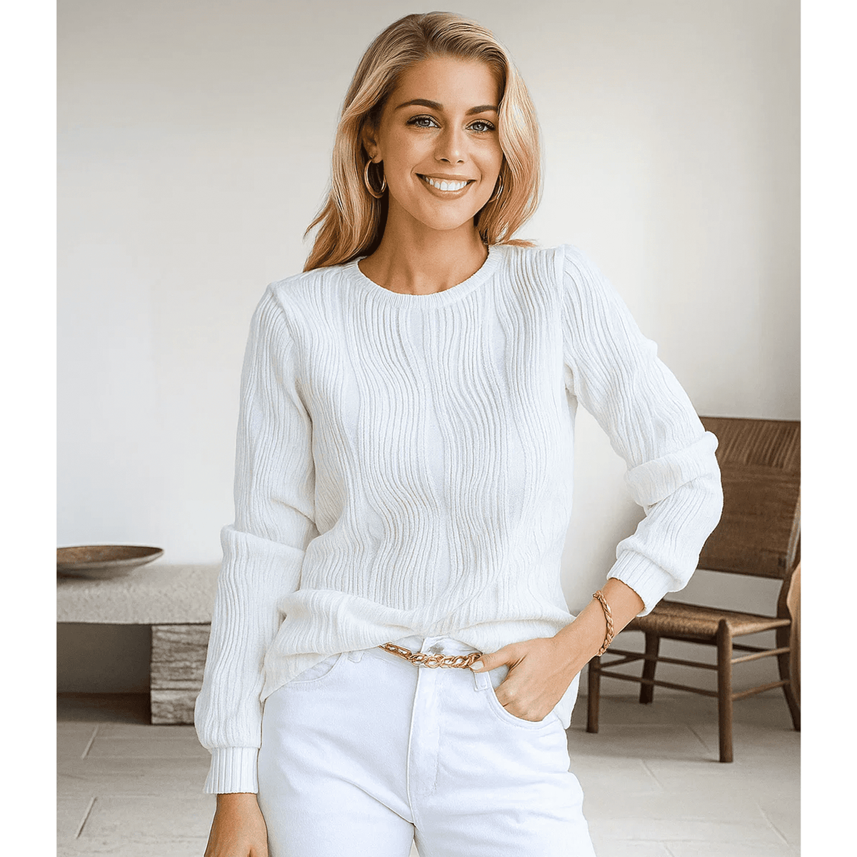 WQD Womens Long Sleeve Shirts Casual Textured Crewneck Tops Solid Tees Trendy T Shirts Casual Outfits Loose Dressy Fit Blouses Fashion Pullover Fall Spring Winter