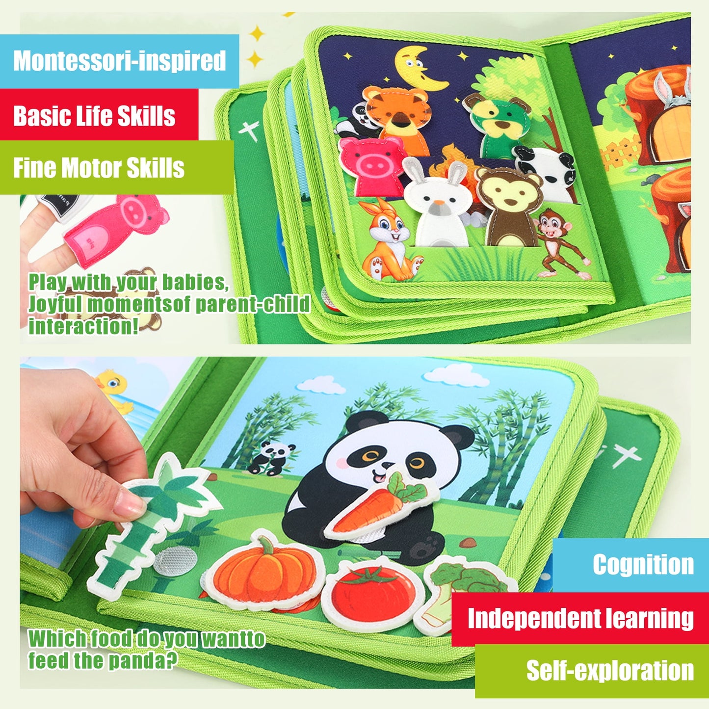 Flynow Busy Board Montessori Toy Busy Book for Toddler 1-3, Sensory Early Learning Educational Travel Toy for Baby Age 2, Birthday Christmas Baptism Gift for Kids Boy Girl 4 Year Old