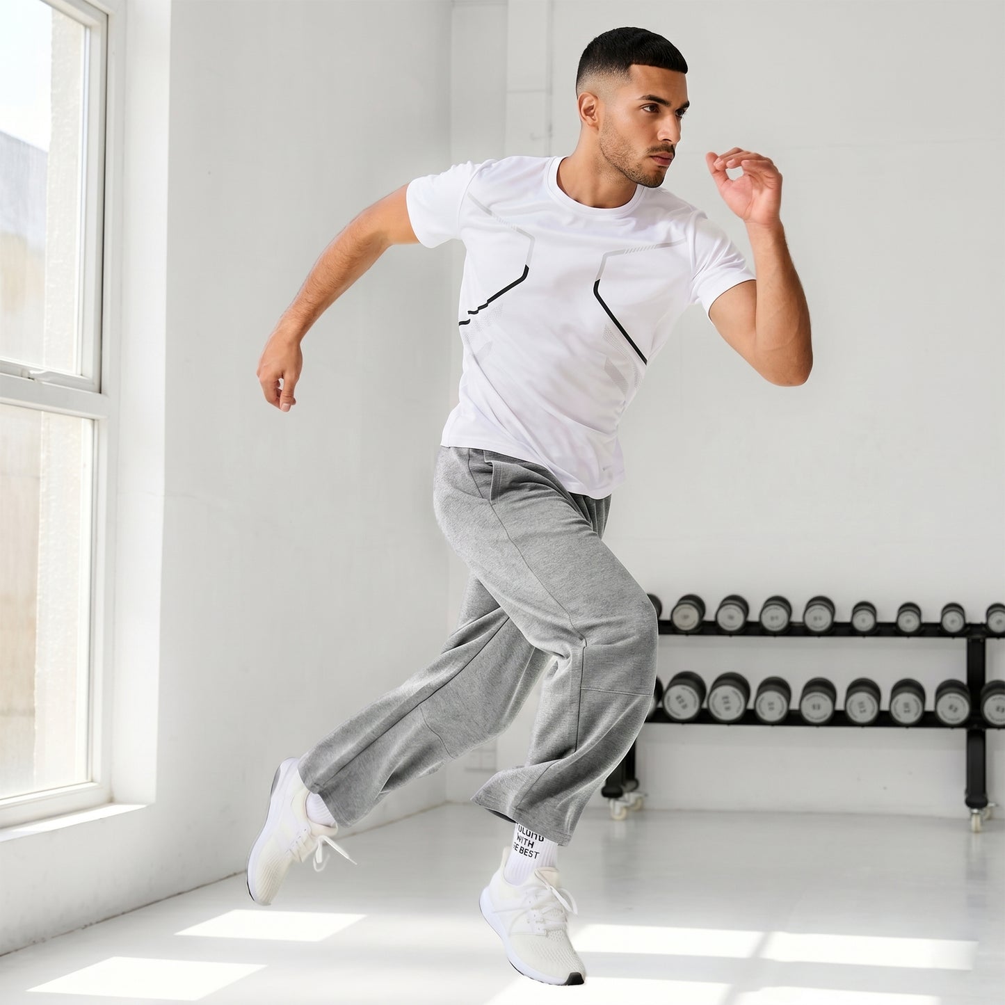 Mens Sweatpants Baggy Loose Fit Raw Hem Pants Casual Drawstring Pants Y2K Wide Leg Stretchy Pants with Pockets