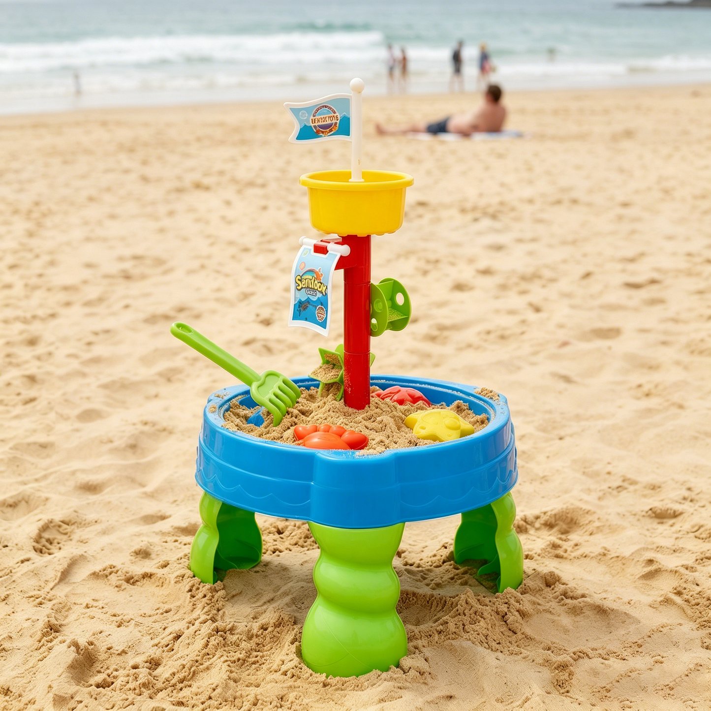 Flynow Water Table Sand Toys, 2 in 1 Play Sand Sensory Water with Accessories, Summer Outdoor for Girl Boy