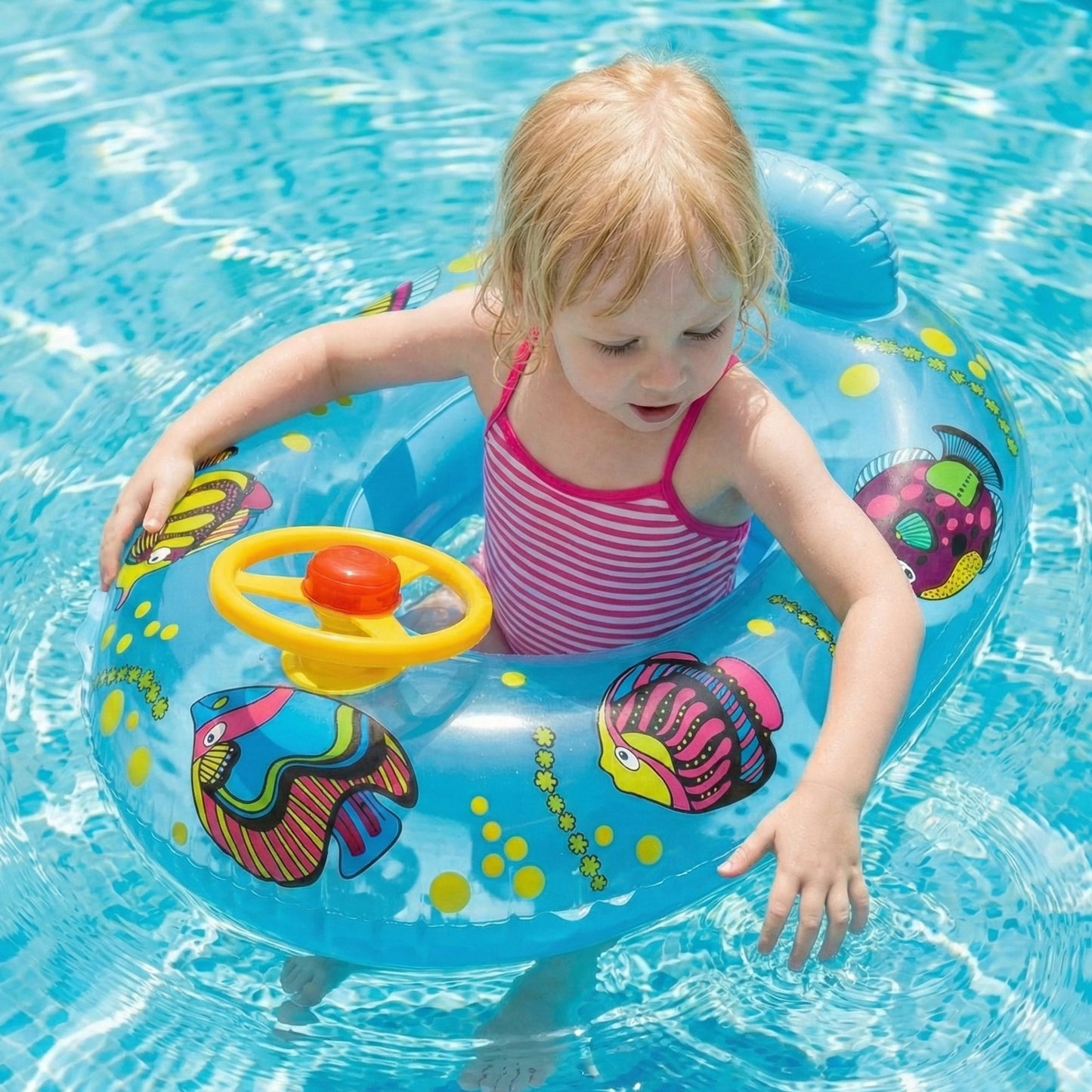 Flynow Baby Pool Float, Baby Swimming Float with Safety Seat, Smart Swim Trainer, Inflatable Toddlers Pool Floats, Infant Swim Floats, Kids Floaties, Water Toys Gift Beach Summer Essentials