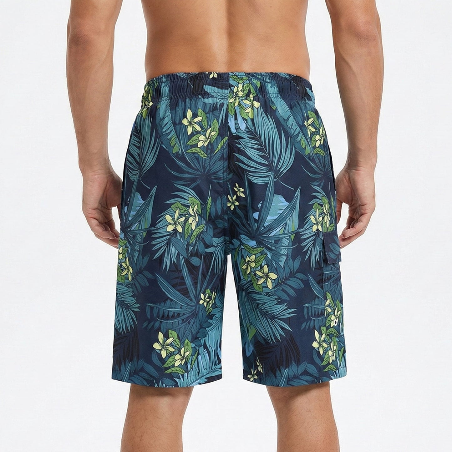 WQD Men’s Swim Trunks Quick Dry Board Shorts with Mesh Lining and Pockets Elastic Waist Drawstring Beach Shorts Tropical Floral Cargo Breathable Swimwear Bathing Suits for Swimming Surfing Vacation
