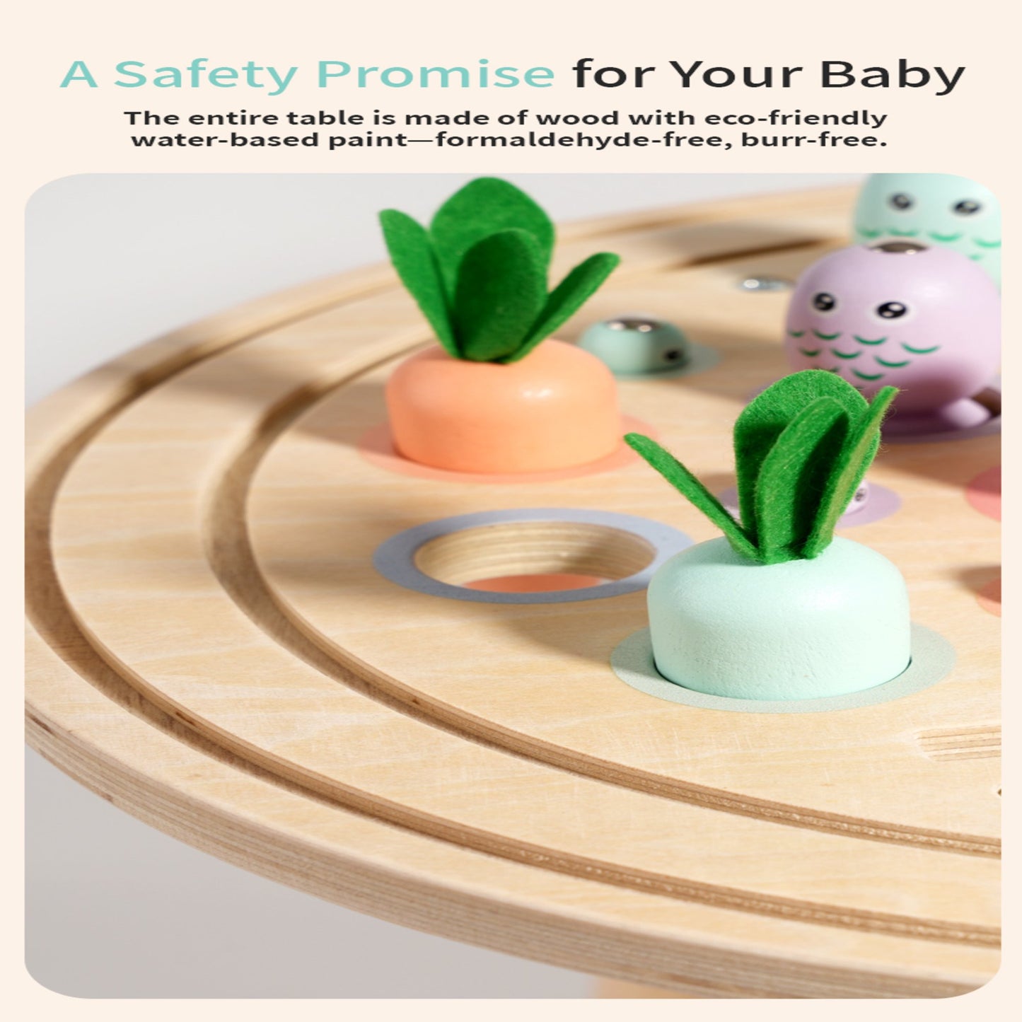 Flynow Baby Busy Board Toys 10-in-1 Wooden Sensory Activity Table, Montessori Toddler Toy Shape Sorter, Fishing, Bead Maze & Train Track, Educational Learning Birthday Gift for 1+ Year Old Boys Girls