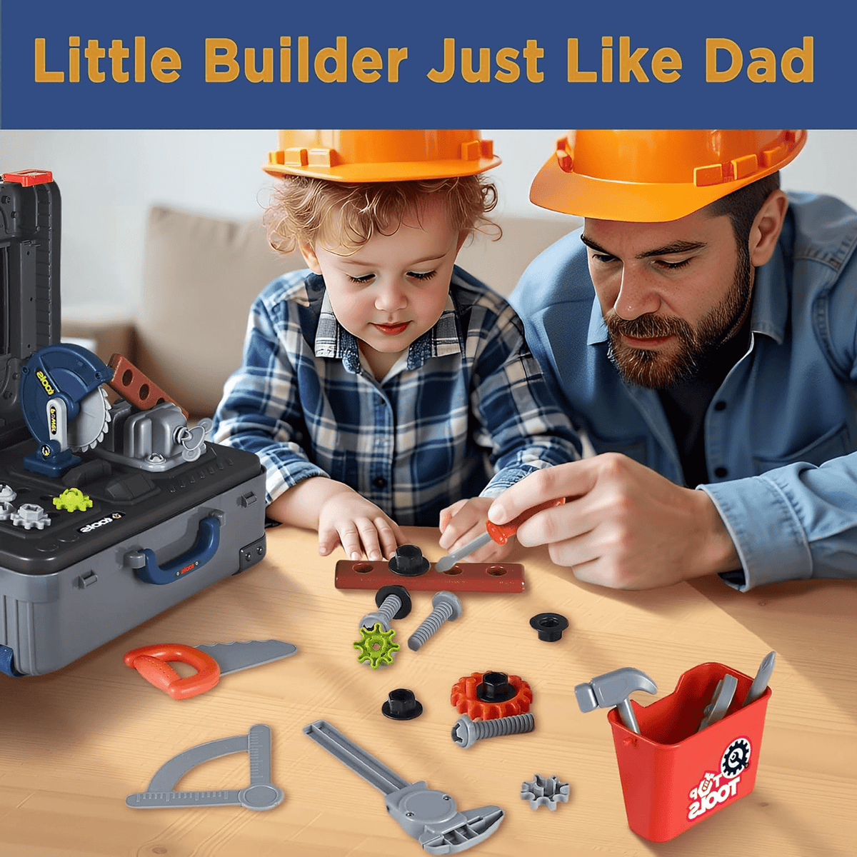 Flynow Kids Tool Bench Set, Pretend Play Construction Workbench Toys for Toddler 1-3 Years Old, 42pcs STEM Engineering Playset, Christmas Birthday Gifts for Boys Age 2 4 5 6 7 8 9 10