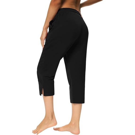 WQD Women’s Capri Sweatpants Yoga Pants Loose Workout Joggers High Waist Drawstring Flare Leggings Lounge Pajama Capris Pants with Pockets for Summer (Available in Plus Size)