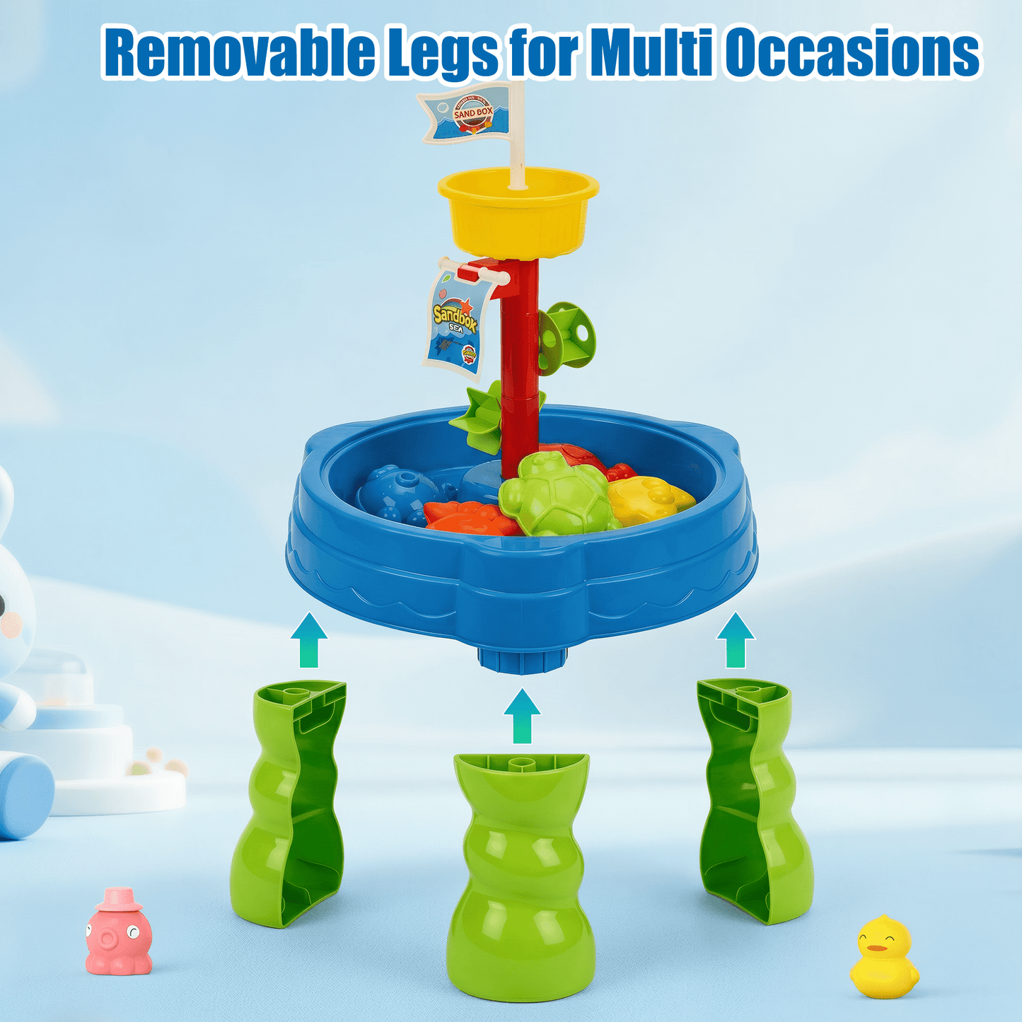 Flynow Water Table Sand Toys, 2 in 1 Play Sand Sensory Water with Accessories, Summer Outdoor for Girl Boy