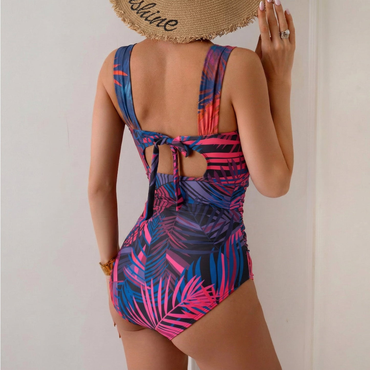 Women's One Piece Swimsuit Push Up Wrap Front Tummy Control Bathing Suits Bandeau Support Slimming Swimwear