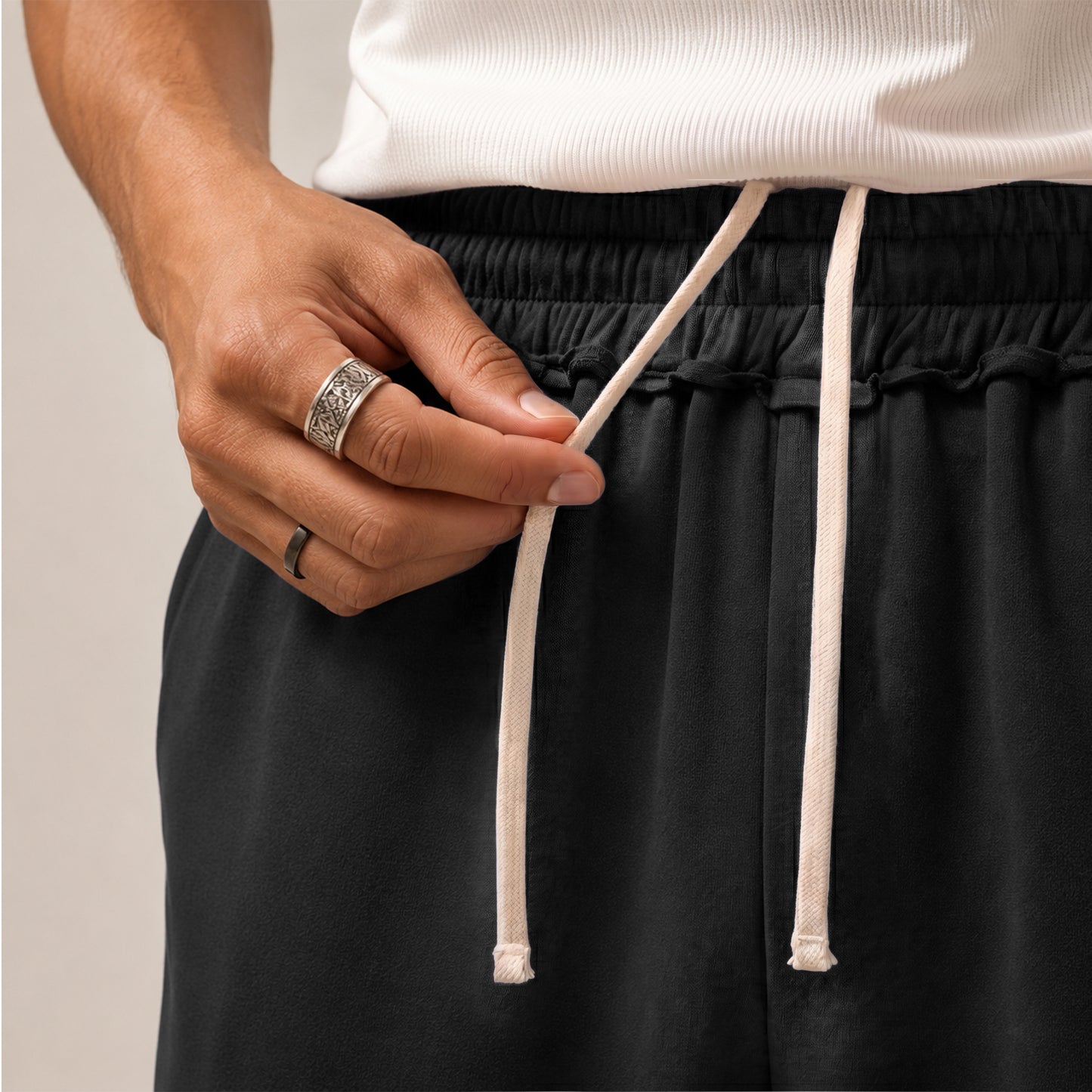 Mens Sweatpants Baggy Loose Fit Raw Hem Pants Casual Drawstring Pants Y2K Wide Leg Stretchy Pants with Pockets