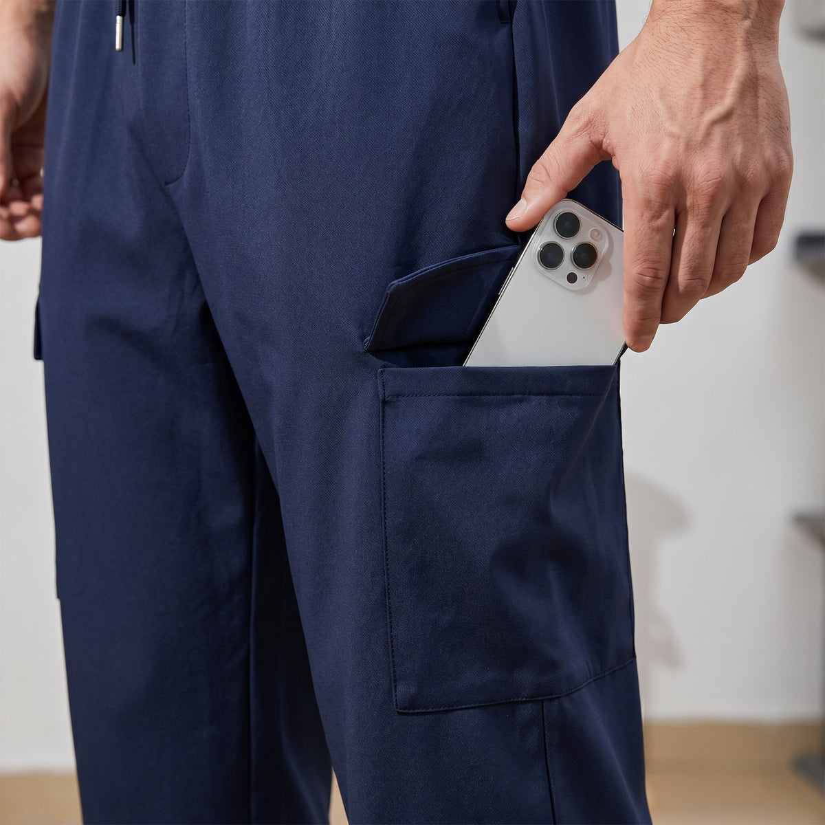 WQD Mens Cargo Sweatpants Baggy Gym Sweat Pants Drawstring Wide Leg Casual Lounge Pants with Pockets
