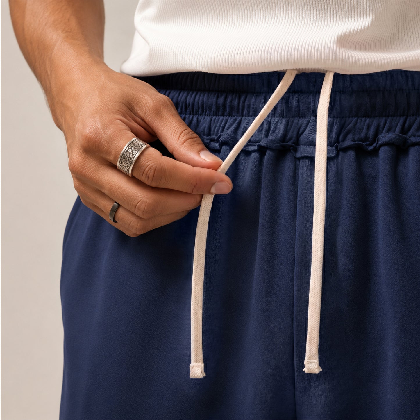 Mens Sweatpants Baggy Loose Fit Raw Hem Pants Casual Drawstring Pants Y2K Wide Leg Stretchy Pants with Pockets
