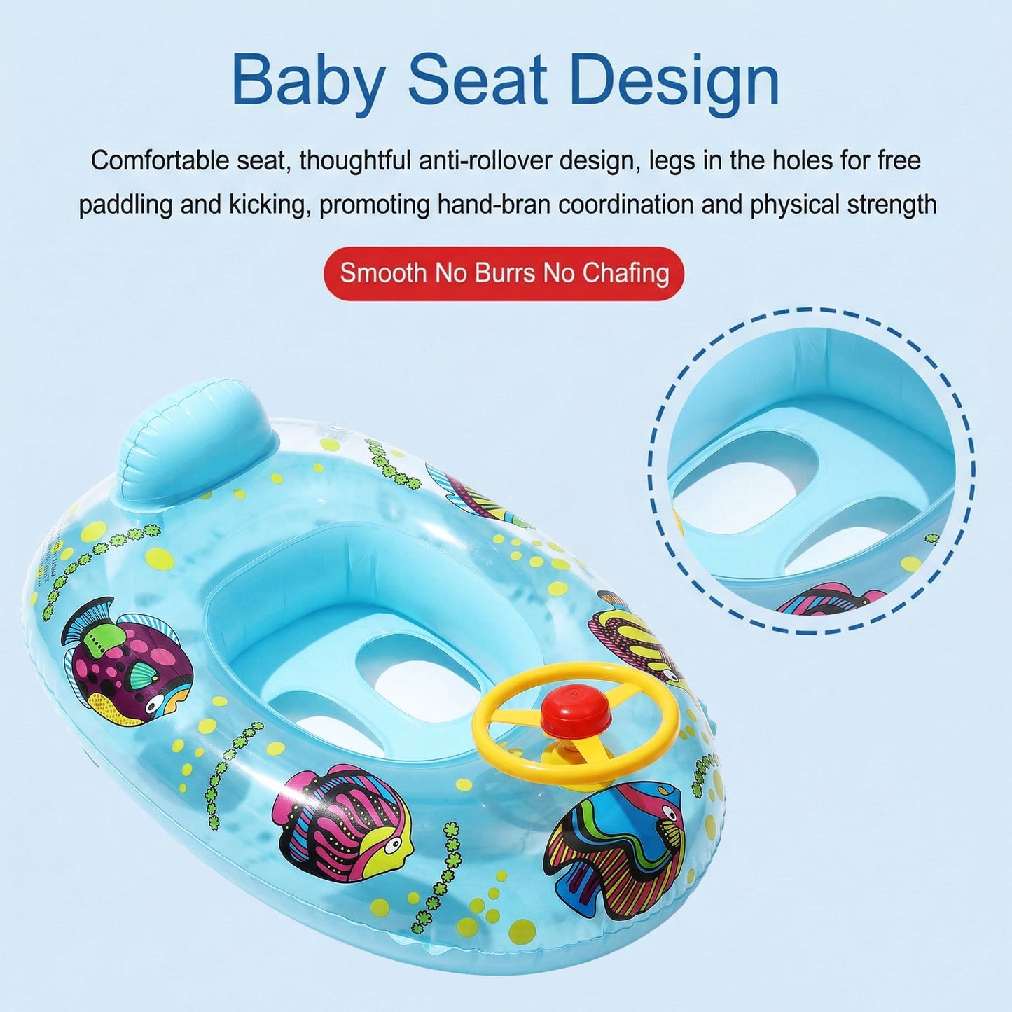 Flynow Baby Pool Float, Baby Swimming Float with Safety Seat, Smart Swim Trainer, Inflatable Toddlers Pool Floats, Infant Swim Floats, Kids Floaties, Water Toys Gift Beach Summer Essentials