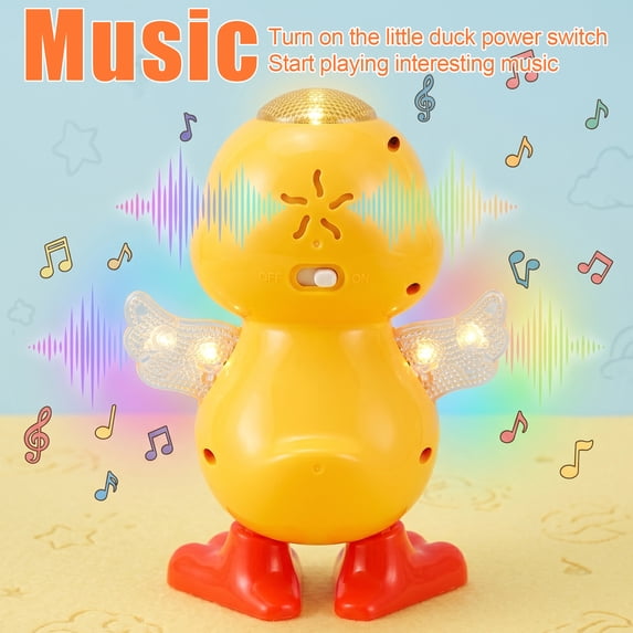 Flynow Musical Dancing Duck Toys for Toddlers 1 2 3 Year Old,Educational Dancing Duck Toy for Babies,Walking Duck Toy with Music & Lights, Learning Toy for Baby Kids, Christmas Easter Birthday Gifts