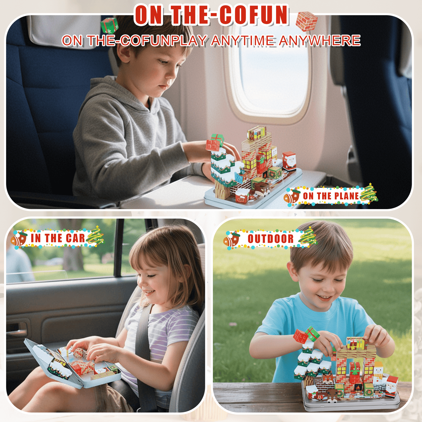 Flynow Magnetic Blocks Set, 45PCS Educational STEM Christmas Travel Building Toys for Kids 3+, Portable Magnetic Block with Metal Storage Box, Toddler Learning Toys for Boys Girls 4-8 Birthday Gift