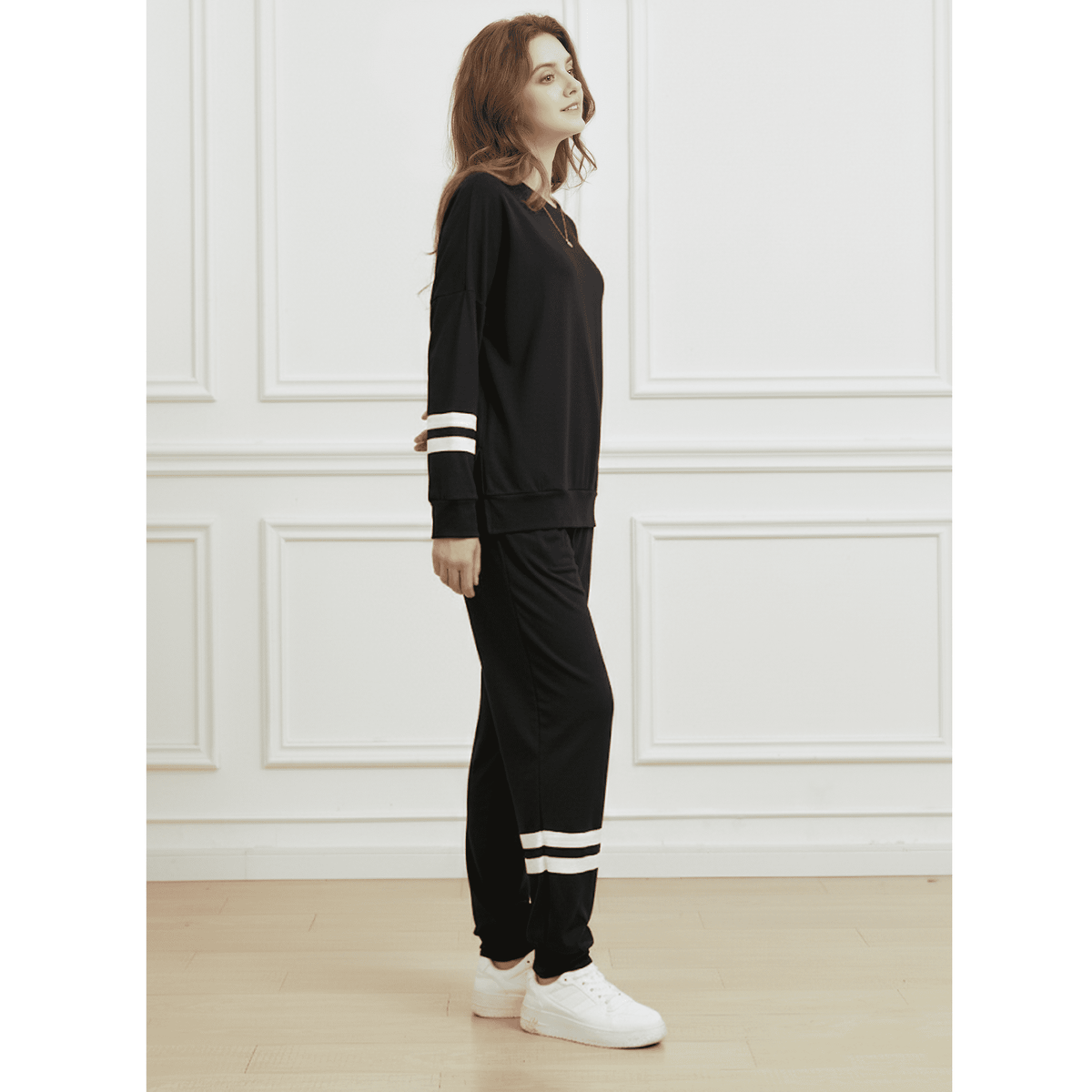 WQD Womens 2 Piece Loungewear Set Long Sleeve Pullover Top and Jogger Pants Tracksuit Pajama Sweatsuit Casual Lounge Outfits with Pockets for Fall Winter (Available in Plus Size)