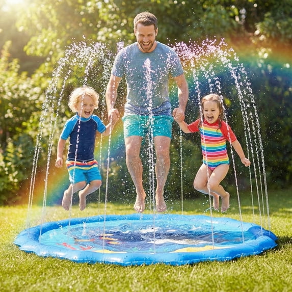 Flynow Splash Pad Sprinkler for Kids 67" Splash Play Mat Outdoor Water Toy Inflatable Splash Pad Baby Toddler 1-3 Years Old Pool Boy Girl Children Outside Backyard Dog Sprinkler for Age 2 4 5 6 7 8 9