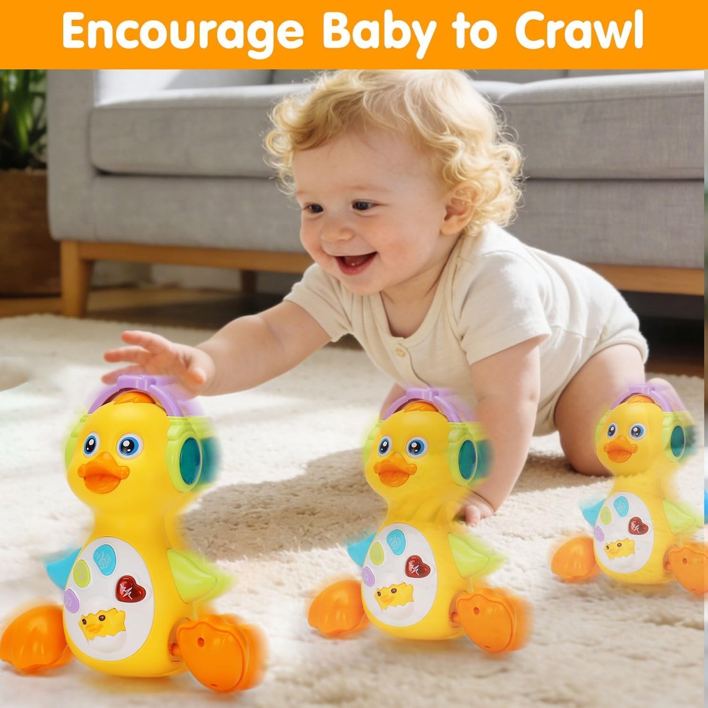 Flynow Baby Essentials Musical Light up Duck Toy, Easter Basket Teething Toys 0-12 Months Dancing Crawling Tummy Time,Newborn Infant Learning Montessori Gifts for 0 3 4 5 6 7 8 Month Baby Boys Girls