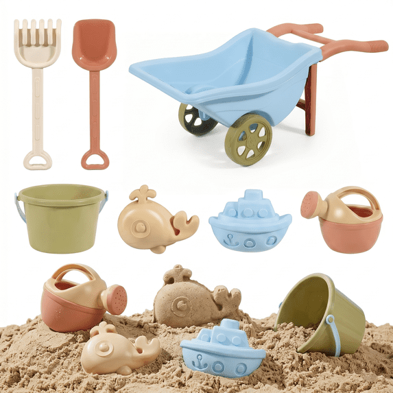 Flynow 7 PCS Beach Toy Set for Kids 3+ Years Old, Friendly Travel Play Sand Construction Set, Sand Castle Building Kit, Outdoor Toy Set, Birthday Gift for Girl Boy Age 3 4 5 6 7 8