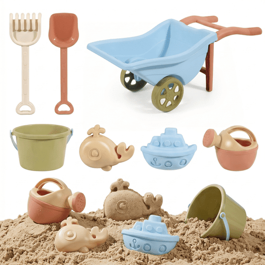 Flynow 7 PCS Beach Toy Set for Kids 3+ Years Old, Friendly Travel Play Sand Construction Set, Sand Castle Building Kit, Outdoor Toy Set, Birthday Gift for Girl Boy Age 3 4 5 6 7 8