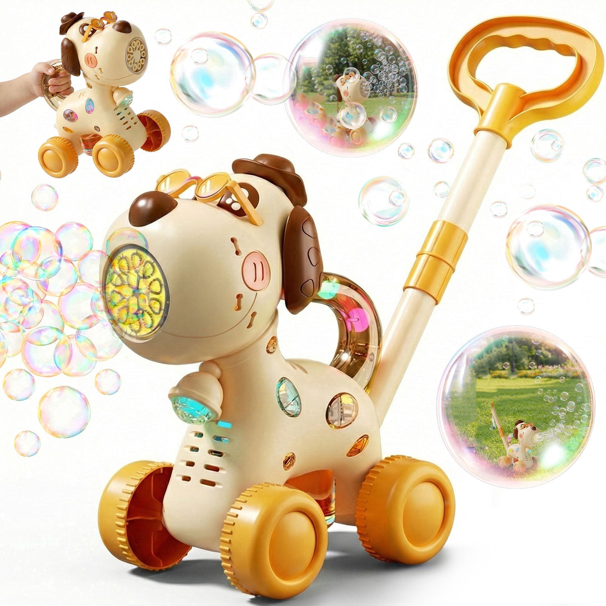 Flynow Automatic Bubble Machine, Portable Dog Bubble Maker Blower, Outdoor Summer Easter Party Garden Birthday Gift