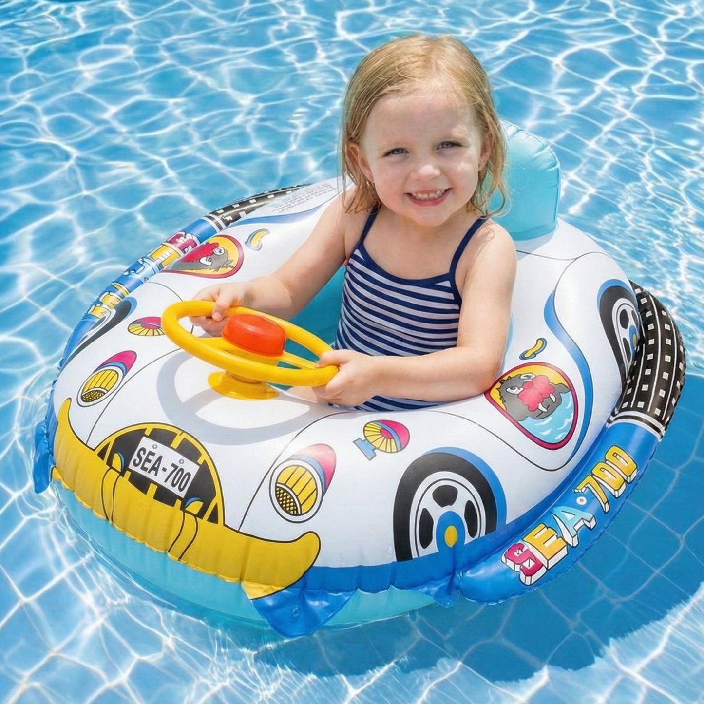 Flynow Baby Pool Float, Baby Swimming Float with Safety Seat, Smart Swim Trainer, Inflatable Toddlers Pool Floats, Infant Swim Floats, Kids Floaties, Water Toy Gift Beach Summer Essentials