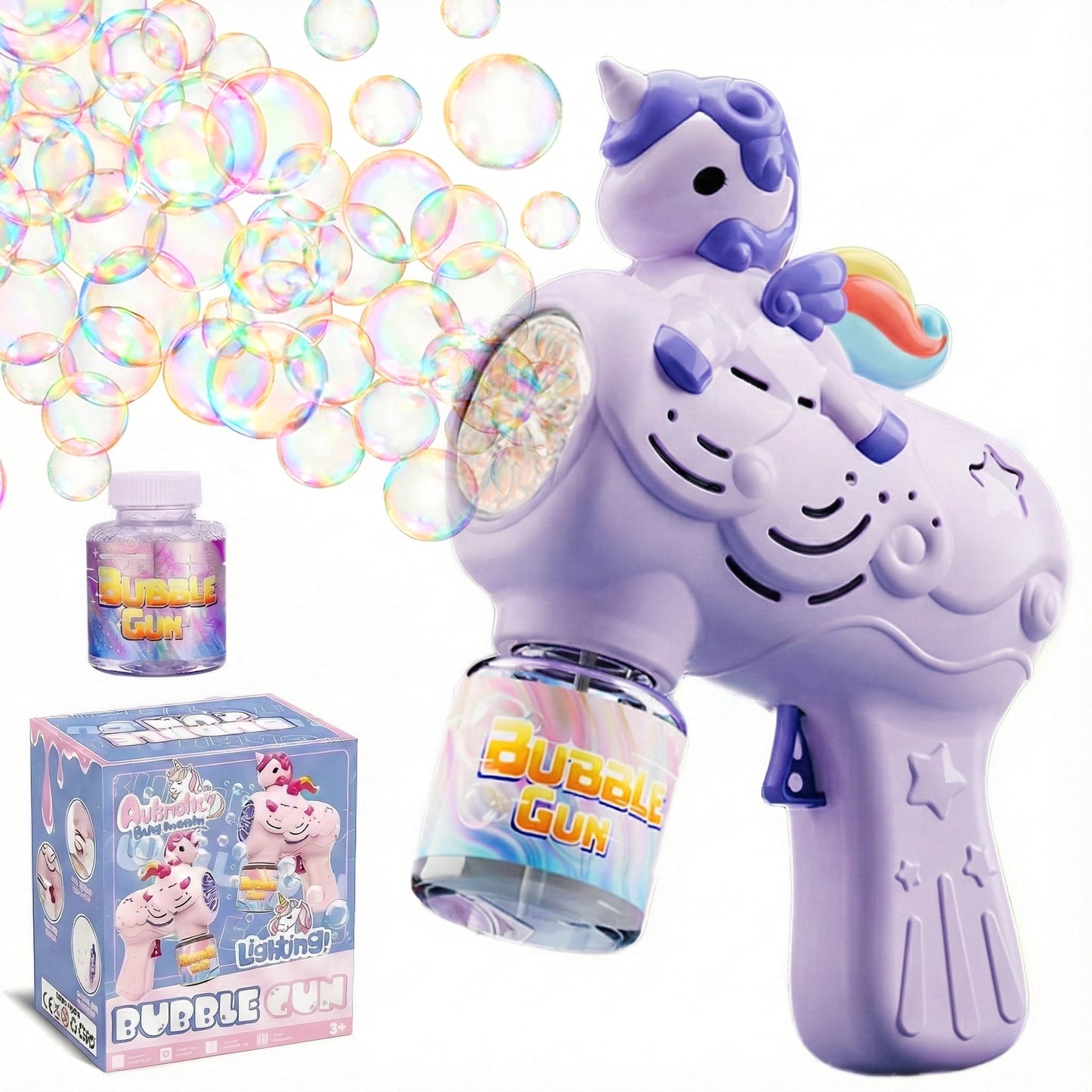 Flynow Bubble Gun Toy for Toddler 1-3 Years Old, Bubble Machine for Kids Girl Boy Age 3-8, Bubble Blower Maker for Summer Outdoor Party Garden Birthday Gift