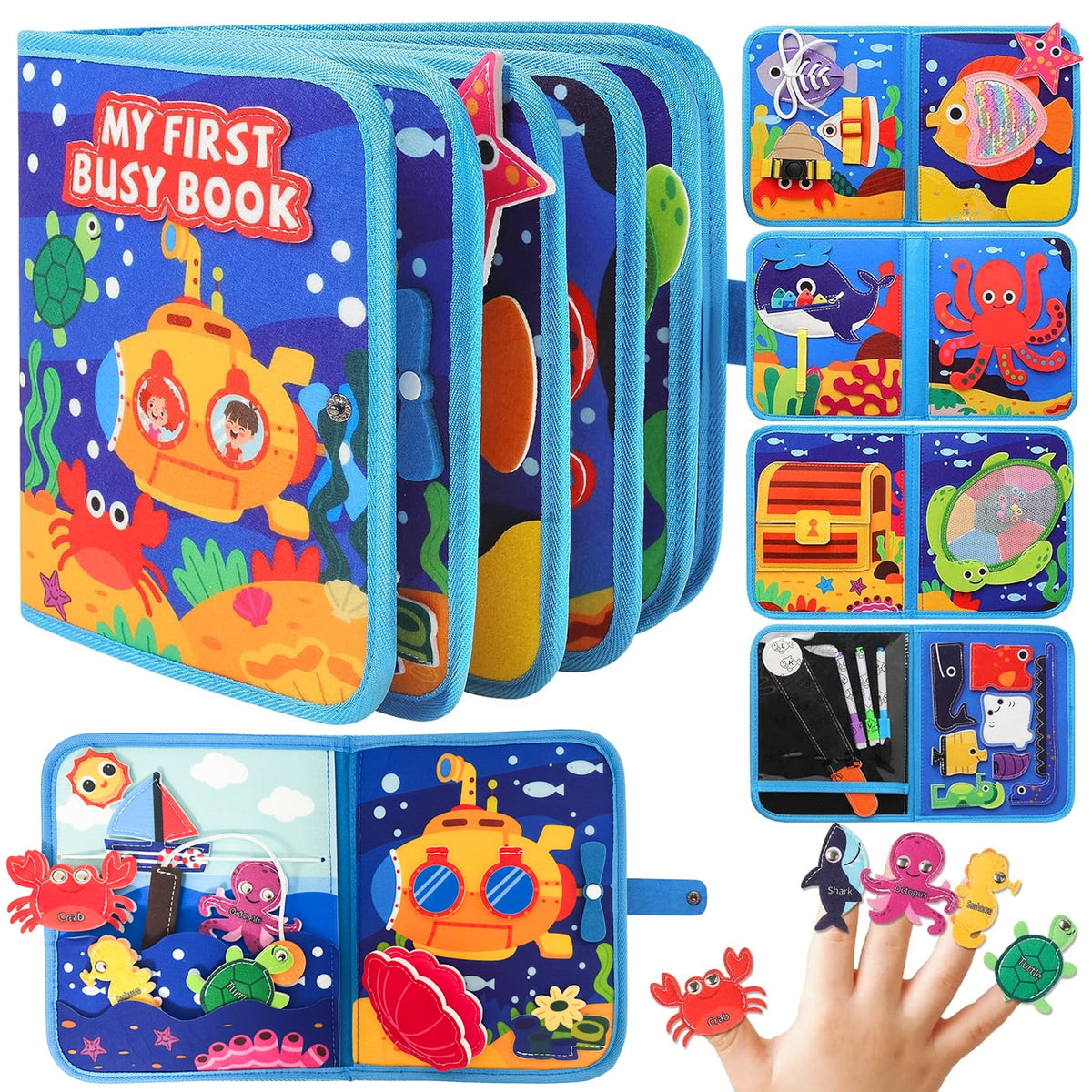 Flynow Busy Board Montessori Toy Busy Book for Toddler 1-3, Sensory Early Learning Educational Travel Toy for Baby Age 2, Birthday Christmas Baptism Gift for Kids Boy Girl 4 Year Old