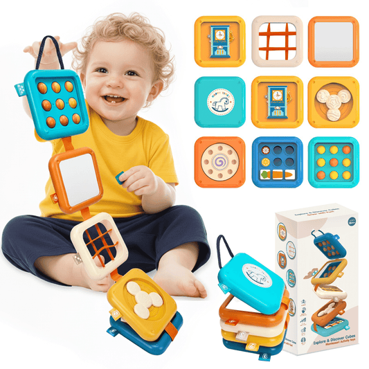 Flynow Busy Board for 1 Year Old, Travel Toys for Toddler 1 2 3, Montessori Cube Learning Education Toy Birthday Gifts for Baby Boy Girl