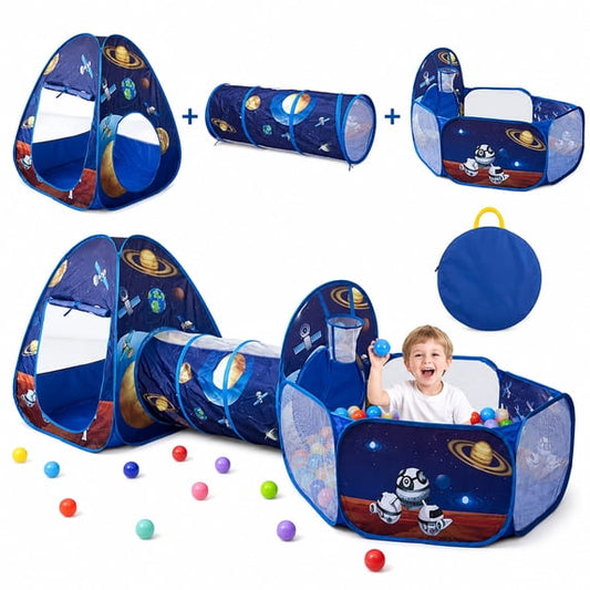 Flynow Rocket Ship Play Tent House Pop up toys for 0-1-2-3-4-5-6 Age boys Gift Play Tent Kids Indoor Outdoor Spaceship Playhouse Tent Set Basketball Hoop Indoor