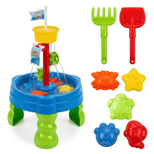 Flynow Water Table Sand Toys, 2 in 1 Play Sand Sensory Water with Accessories, Summer Outdoor for Girl Boy