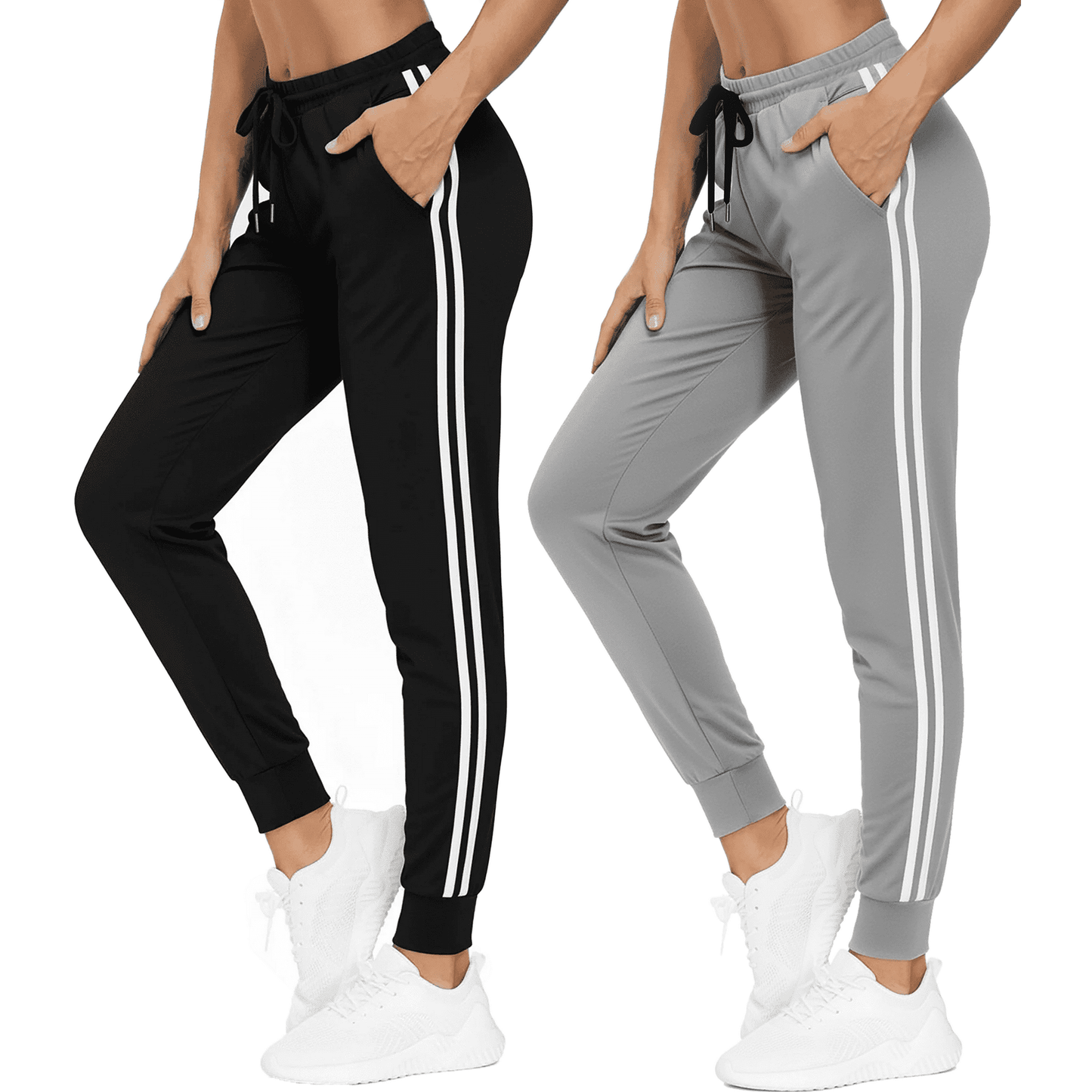WQD 2 Pack Womens Sweatpants Jogger Pants with Pockets High Waist Lounge Athletic Yoga Pants for Workout Running Gym