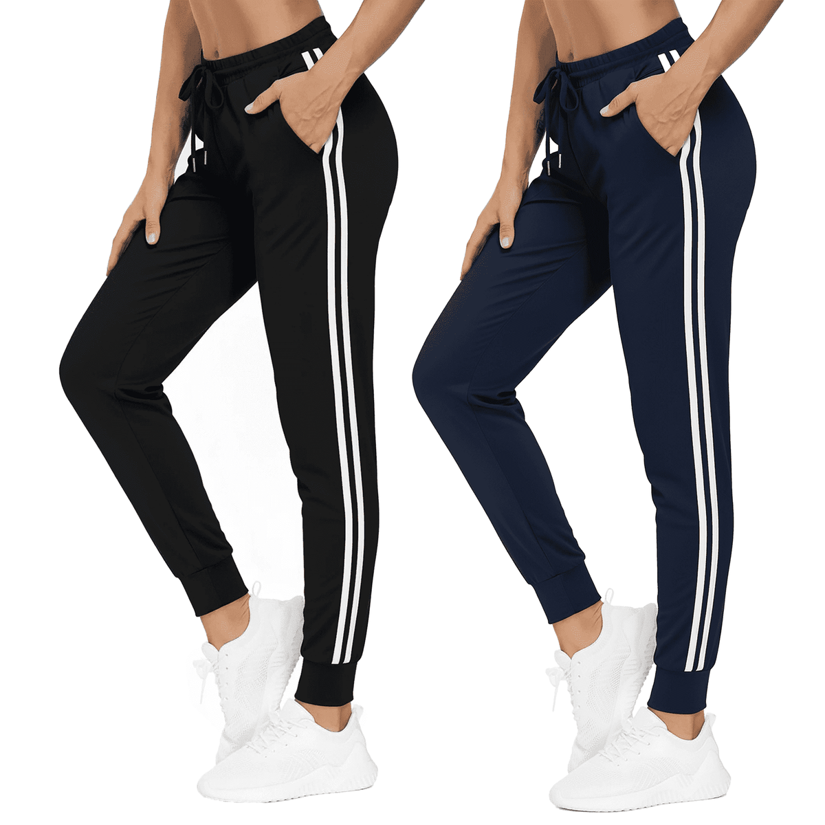 WQD 2 Pack Womens Sweatpants Jogger Pants with Pockets High Waist Lounge Athletic Yoga Pants for Workout Running Gym