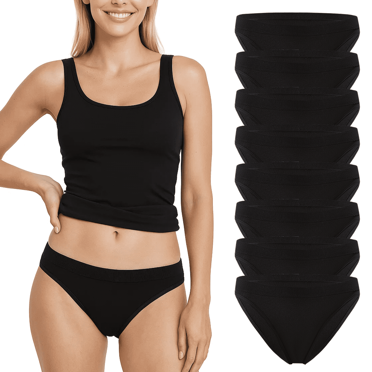 WQD Women's Seamless Bikini Underwear 8 Pack Stretch Fit Panties Soft Breathable Briefs for Everyday Comfort