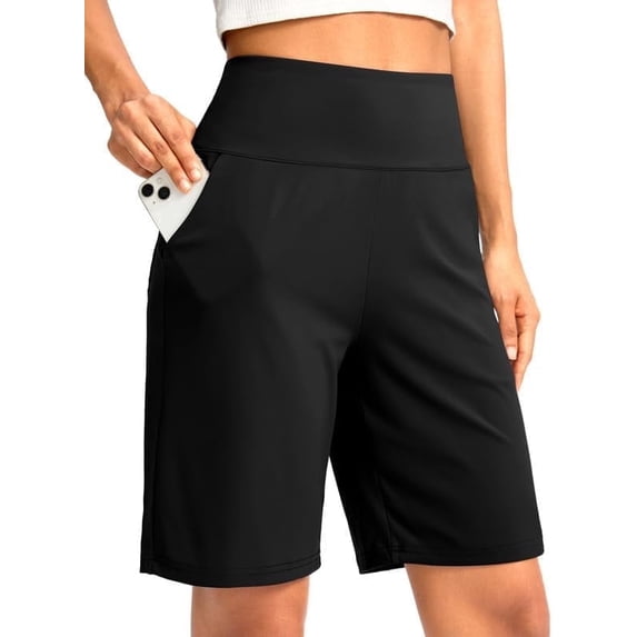 Women's Bermuda Shorts with Pockets High Waisted Knee Length Casual Athletic Walking Workout Lounge Shorts