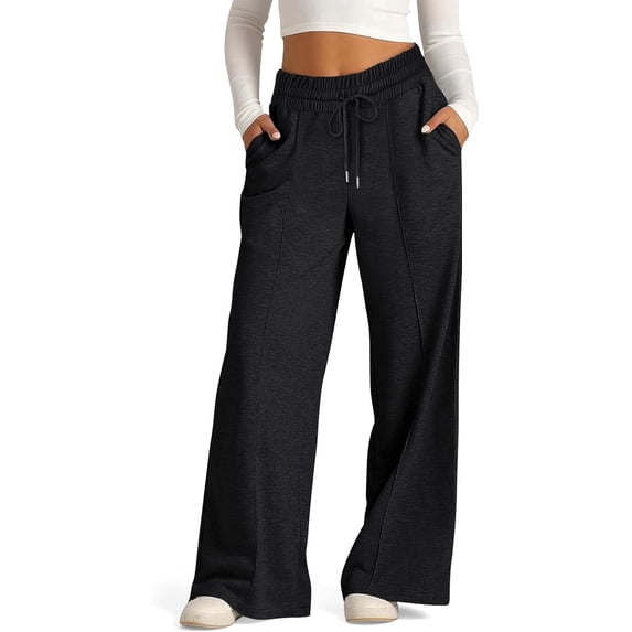 WQD Women's Sweatpants Wide Leg Lounge Joggers with Drawstring Comfy Loose Fit Casual Workout Athletic Yoga Pants with Pockets