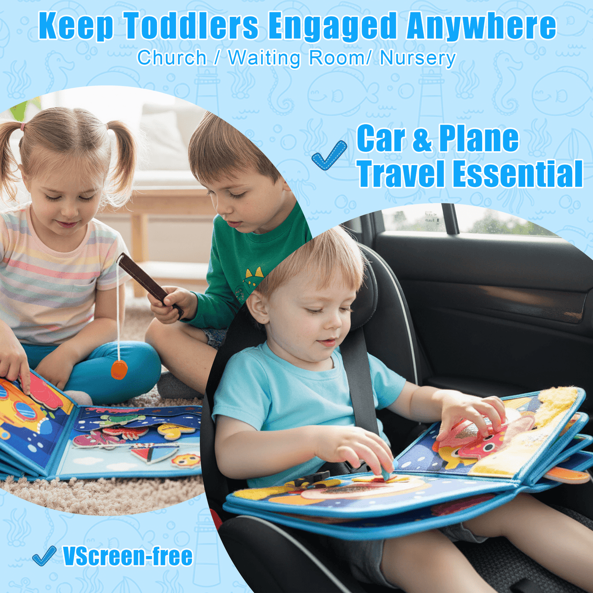 Flynow Busy Board Montessori Toy Busy Book for Toddler 1-3, Sensory Early Learning Educational Travel Toy for Baby Age 2, Birthday Christmas Baptism Gift for Kids Boy Girl 4 Year Old