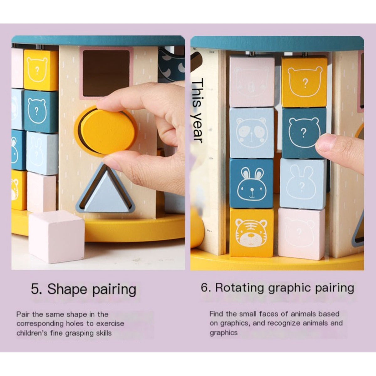 Flynow Wooden Activity Cube Baby Toys for 1 Year Old Toddlers 12 Months + Toddler Learning Educationa Toys 1-3 Boys Girls Baby Sensory Interactive Birthday Gift