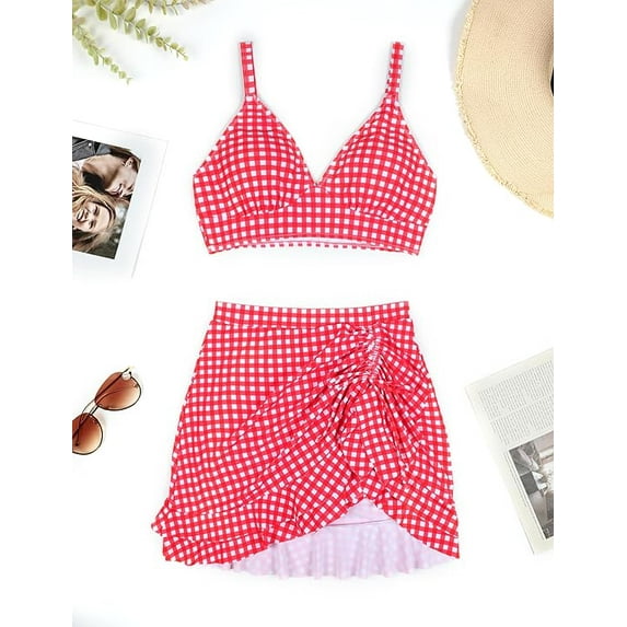 WQD Womens Bikini Set High Waisted 2 Piece Swimsuits Tummy Control Bathing Suits Swim Skirt Swimwear