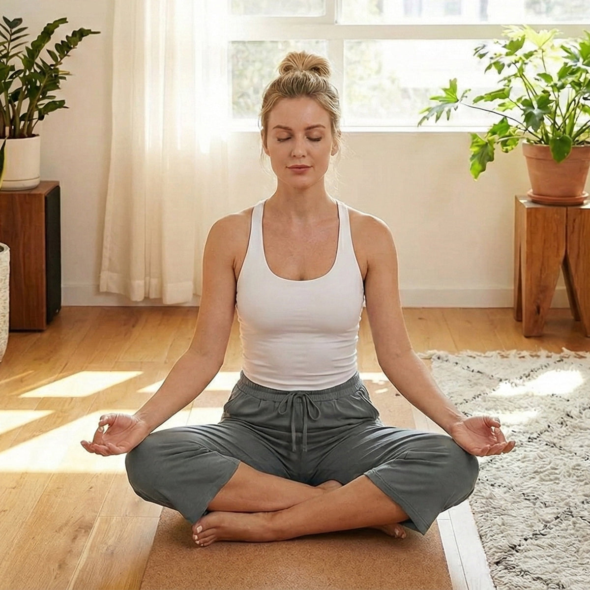 Women’s Capri Yoga Sweatpants with Pockets High Waist Drawstring Flared Pants Casual Workout Lounge Flare Leggings for Summer