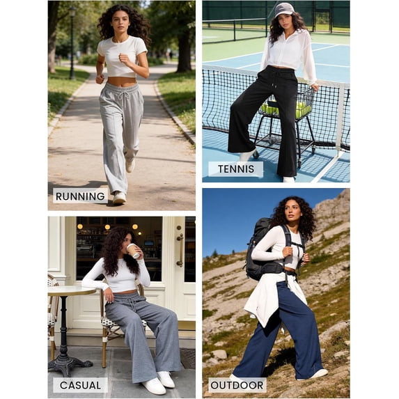 WQD Women's Sweatpants Wide Leg Lounge Joggers with Drawstring Comfy Loose Fit Casual Workout Athletic Yoga Pants with Pockets