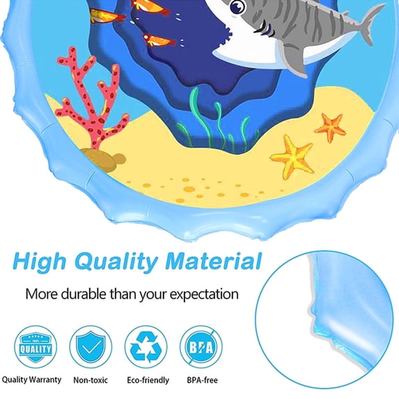 Flynow Splash Pad Sprinkler for Kids 67" Splash Play Mat Outdoor Water Toy Inflatable Splash Pad Baby Toddler 1-3 Years Old Pool Boy Girl Children Outside Backyard Dog Sprinkler for Age 2 4 5 6 7 8 9