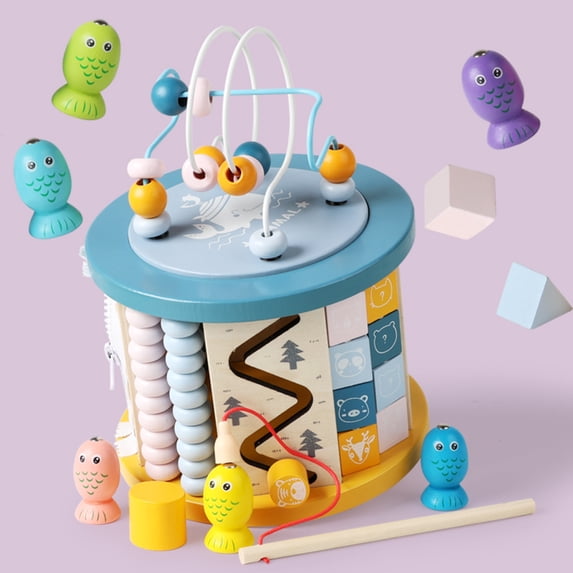 Flynow Wooden Activity Cube Baby Toys for 1 Year Old Toddlers 12 Months + Toddler Learning Educationa Toys 1-3 Boys Girls Baby Sensory Interactive Birthday Gift