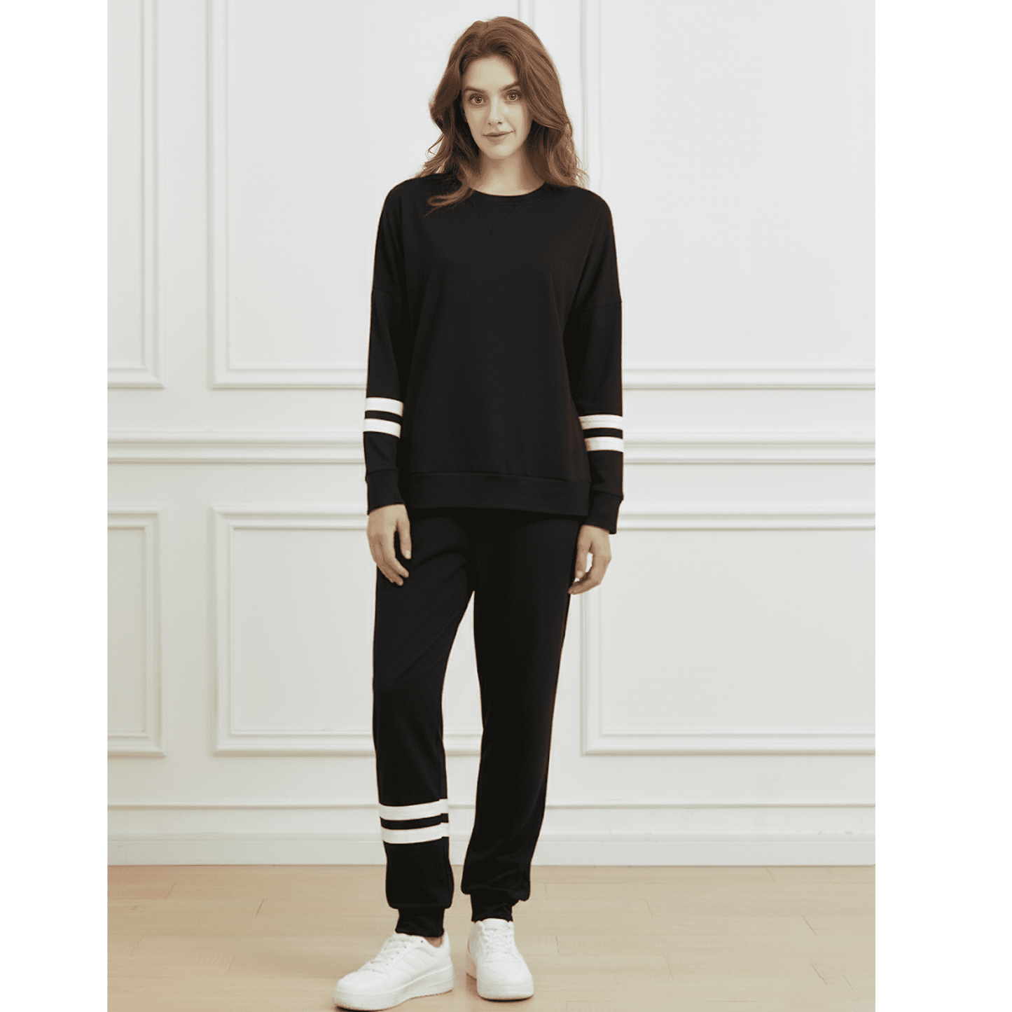 WQD Womens 2 Piece Loungewear Set Long Sleeve Pullover Top and Jogger Pants Tracksuit Pajama Sweatsuit Casual Lounge Outfits with Pockets for Fall Winter (Available in Plus Size)