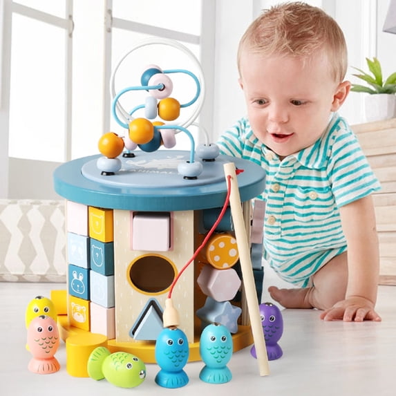 Flynow Wooden Activity Cube Baby Toys for 1 Year Old Toddlers 12 Months + Toddler Learning Educationa Toys 1-3 Boys Girls Baby Sensory Interactive Birthday Gift