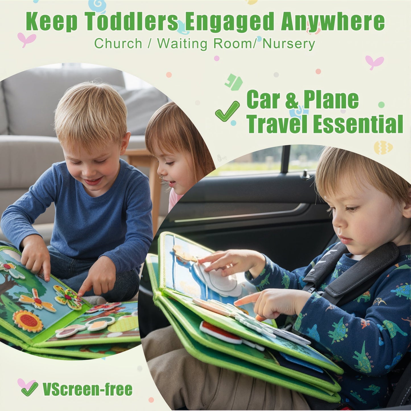 Flynow Busy Board Montessori Toy Busy Book for Toddler 1-3, Sensory Early Learning Educational Travel Toy for Baby Age 2, Birthday Christmas Baptism Gift for Kids Boy Girl 4 Year Old