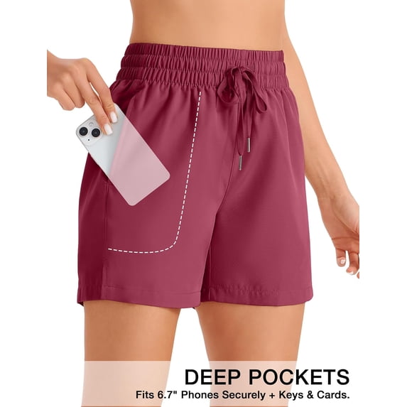 WQD 2 Pack Womens Athletic Shorts Basic Running Shorts Lightweight Quick Dry Gym Workout Shorts with Pockets