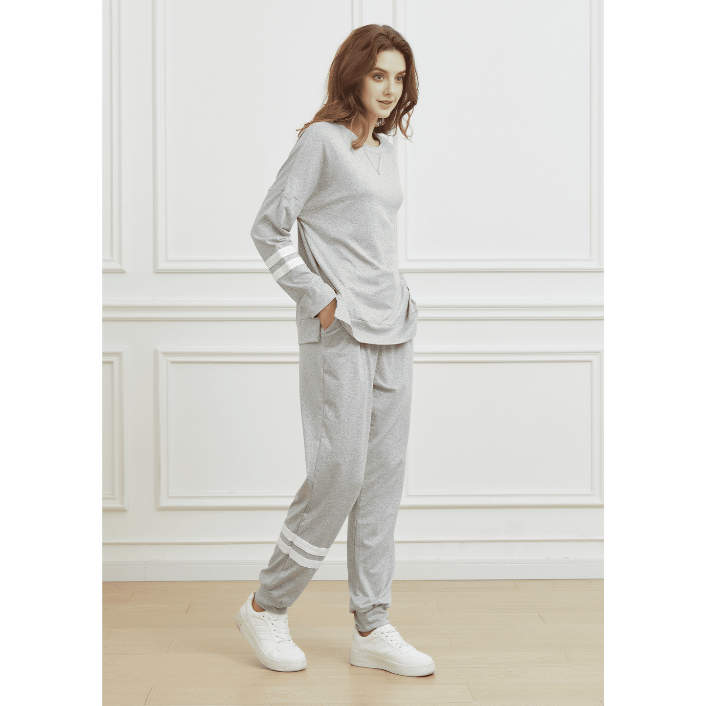 WQD Womens 2 Piece Loungewear Set Long Sleeve Pullover Top and Jogger Pants Tracksuit Pajama Sweatsuit Casual Lounge Outfits with Pockets for Fall Winter (Available in Plus Size)