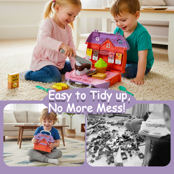 Flynow Kids Pretend Play Food Dessert Toy for Toddler 1-3 Year Old, 21pcs Playset with Storage Box, Cake, Cookies, Christmas Birthday Gift for Child Boys Girls Age 2 4 5 6 7 8 9 10