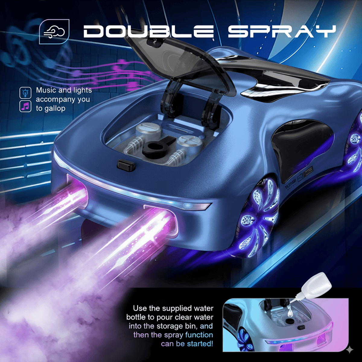 Flynow Remote Control Car, RC Drift Toy for Kids 3 4 5 6 7 8 9 10 11 Year Old, 2.4GHz 1200mAh 360° Rotate Cars with Light Sound Spray, Christmas Birthday Gift for Adults Boys Girls Age 12+
